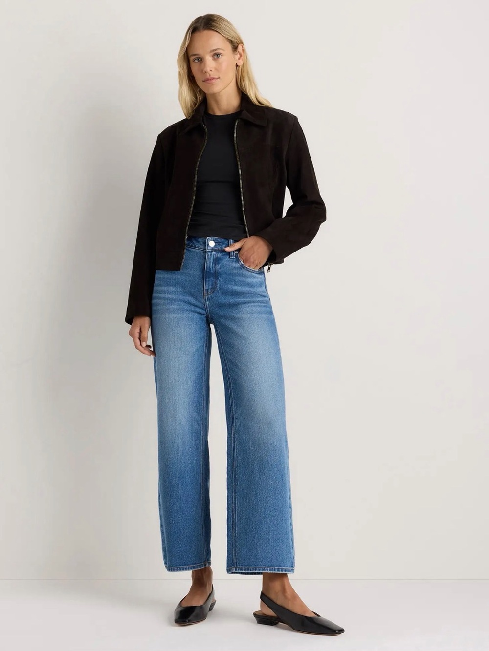 Quince Luna Stretch Relaxed Straight Jeans - size 31 - Atlantic Blue - NWT